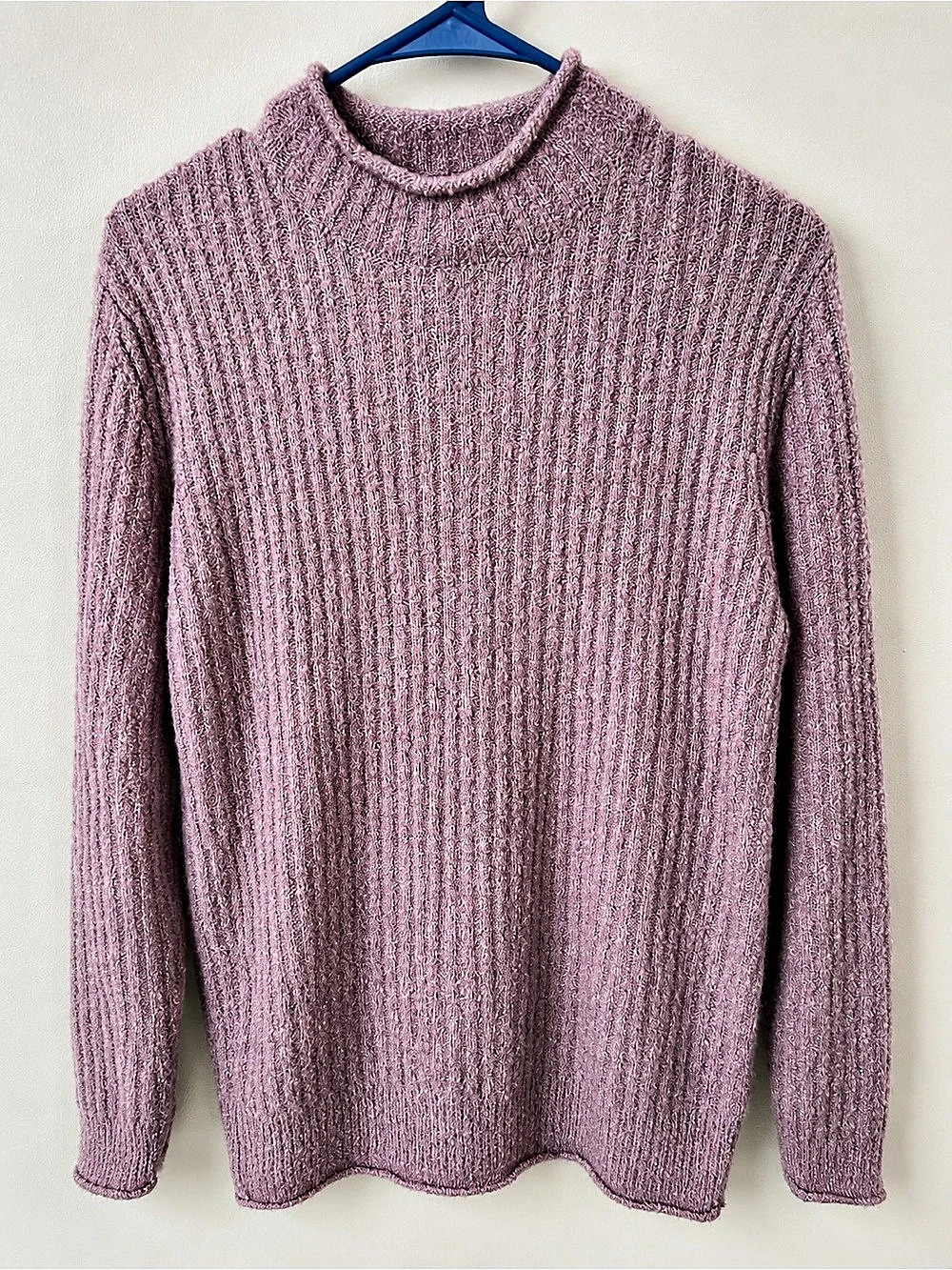 L.L.Bean Women'Small Supersoft Waffle Sweater, Mockneck Purple Small
